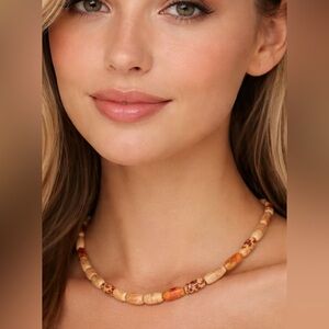 Earthy Jasper Beaded Necklace | Neutral Tones | Lightweight Statement